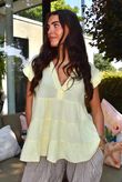 Agnes Cushion Cotton Cap Sleeve Top Lemon?